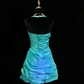 Light blue halter-neck fitted short ball gown R8693