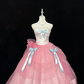 Light pink strapless, fitted waist, full skirt, long ball gown, bridal dress R9052