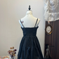 Black halter top waist pleated bud skirt homecoming dress R4284
