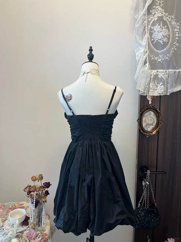 Black halter top waist pleated bud skirt homecoming dress R4284