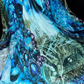 Blue-green tie-dye halter neck fitted waist long ball gown R6945