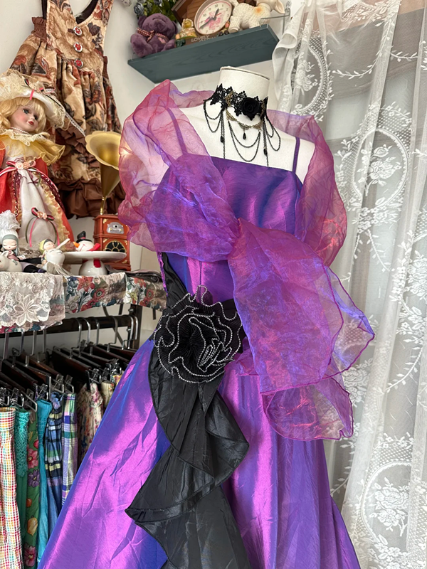 Purple halter-neck, fitted A-line maxi dress, prom dress R6306