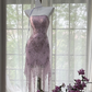 Light purple strapless fitted waist slim-fitting ball gown with an asymmetrical hem R7660