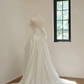 White strapless, fitted satin long ball gown/bridal dress R8537