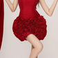 Red tube top waist slim hip 3D flower skirt short skirt homecoming dress R4404