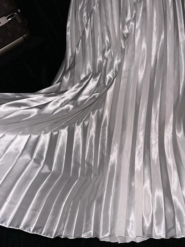 White halter-neck rhinestone-embellished fitted long ball gown R6905