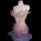 Light pink strapless fitted bodice with a light blue long skirt, a formal ball gown/bridal dress R8902