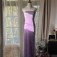 Purple strapless fitted waist slim beaded sexy long ball gown R7741