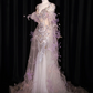 Light purple V-neck fitted waist bodycon long ball gown/bridal dress R8932