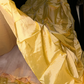 Yellow strapless fitted waist puffy princess long ball gown R7025