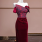 Pink strapless bodice with red bodycon skirt, ball gown, bridal gown R8324
