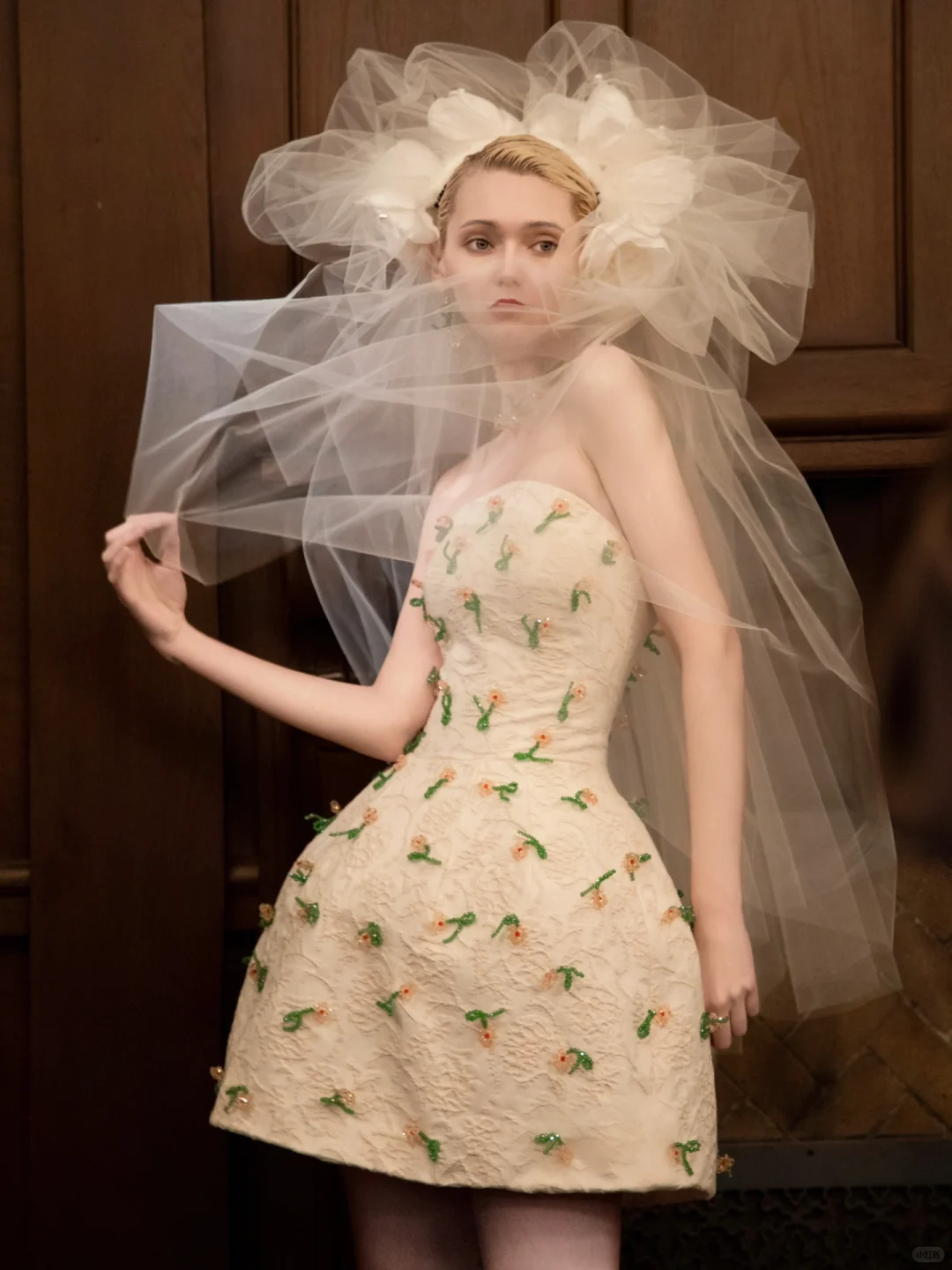 Apricot tube top fresh grass flower waist puffy princess skirt homecoming dress R4203