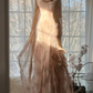 Light champagne pink halter-neck fitted waist bodycon long ball gown R7701