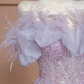 Light purple off-shoulder fitted A-line long ball gown/bridal dress R8296