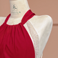 Red halter-neck, fitted waist, slimming, hip-hugging sexy long ball gown R8411