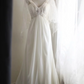 White halter-neck sequined fitted long ball gown R6746
