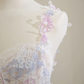 Light pink halter-neck fitted long fairy ball gown R8471