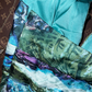 Blue-green tie-dye halter neck fitted waist long ball gown R6945
