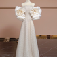 Light champagne-colored strapless fitted long ball gown, bridal dress R8353