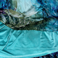 Blue-green tie-dye halter neck fitted waist long ball gown R6945
