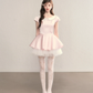 Pink baby doll collar slim waist A-line short skirt homecoming dress R5414