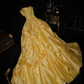 Yellow strapless fitted waist puffy princess long ball gown R7025