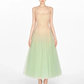 Beige halter top with gradient light green elegant long skirt for homecoming dress R4852