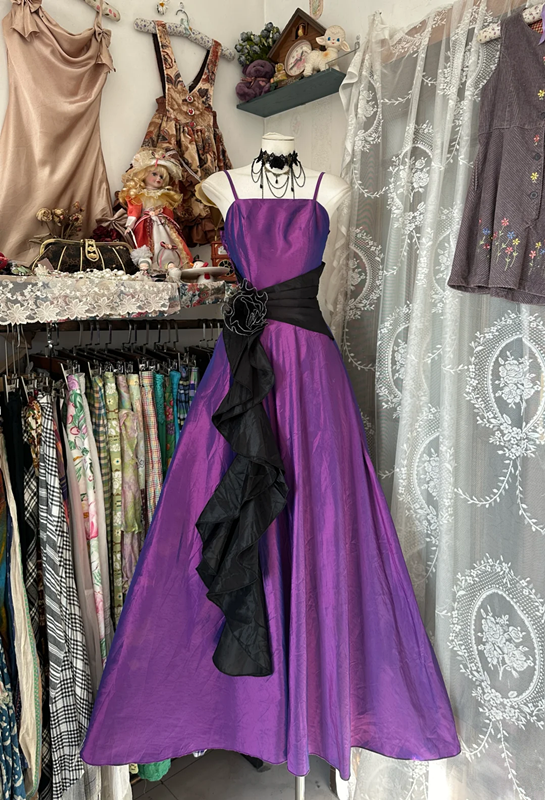 Purple halter-neck, fitted A-line maxi dress, prom dress R6306