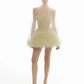 Yellow flower tube top waist slim fit puffy princess skirt homecoming dress R4769
