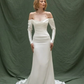 White off-the-shoulder fitted long elegant ball gown R8658