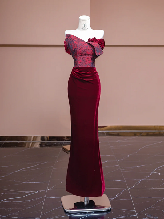 Pink strapless bodice with red bodycon skirt, ball gown, bridal gown R8324