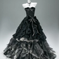 Black strapless bridal gown with slim waist and puffy skirt R5753