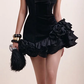 Black suspenders, slim waist design, cake skirt, short skirt, homecoming dress R4606