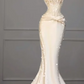 Apricot Strapless Waist-Cinched Slim-Fit Mermaid Hem Ball Gown, Bridal Gown R7144