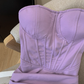 Purple pure sexy tube top dress female new waist short hip skirt fishbone backless small dress R3951