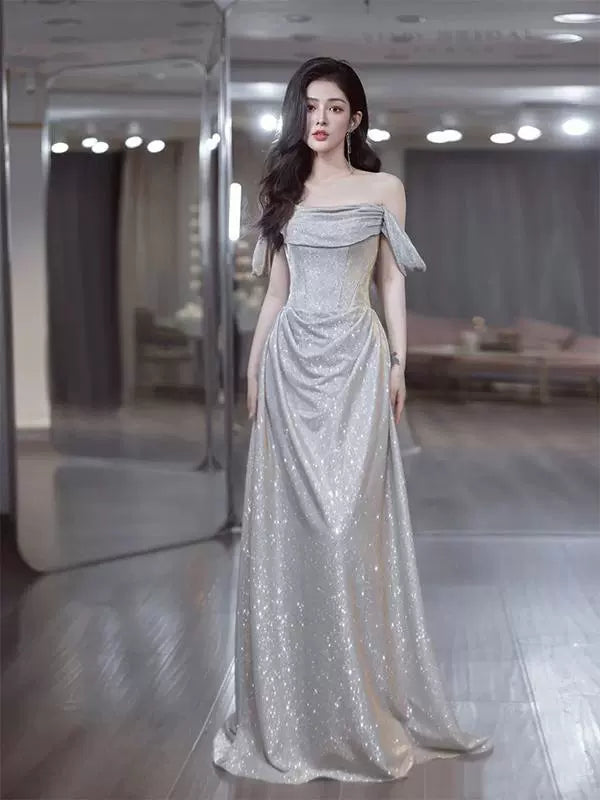 Elegant Shinny Evening Gowns Off Shoulder Long Prom Dress     S7212