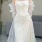 Off Shoulder Long Sleeves Wedding Dresses Long Bridal Gown      S7216