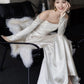 Long Sleeves Satin Mermaid Wedding Dresses Long Bridal Gown      S7211
