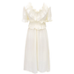 French bubble short sleeves one-shoulder dress retro sweet first love gentle long dress R0145
