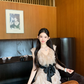 Cute Ivory Ruffled A-Line V-neck Bow Waist Mini Prom Dress Homecoming Dress RS311