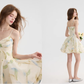 Floral suspender dress summer wear short skirt R2695
