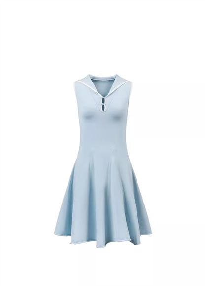 Sailor suit waist slim fit sleeveless vest dress female design blue petite short skirt R3345