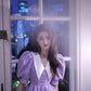 Purple Puff Sleeve Short Skirt V-Neck Waist Slim Short Skirt Homecoming Dress R3509