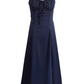 2025 Summer New Blue Slit Sexy Waist Temperament Suspender Dress R0901