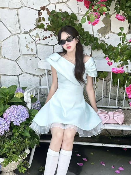 Elegant Mint Green A-Line Off-shoulder Mini Birthday Dress Homecoming Dress RS316