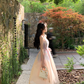 Fresh and elegant gradient print dress female 2025 new French gentle style flower suspender skirt R4380