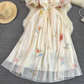 Tube Top Suspender Dress French Lady Style Waist Slimming Medium Length A-Line Printed Dress R0325