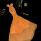 Orange strapless, fitted, mermaid-style long ball gown, sexy and ethereal R6946
