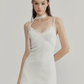 White suspender lace edge neckline waist slimming slimming simple short skirt homecoming dress R4813