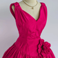 Rose red sleeveless slim waist A-line long skirt homecoming dress R4204